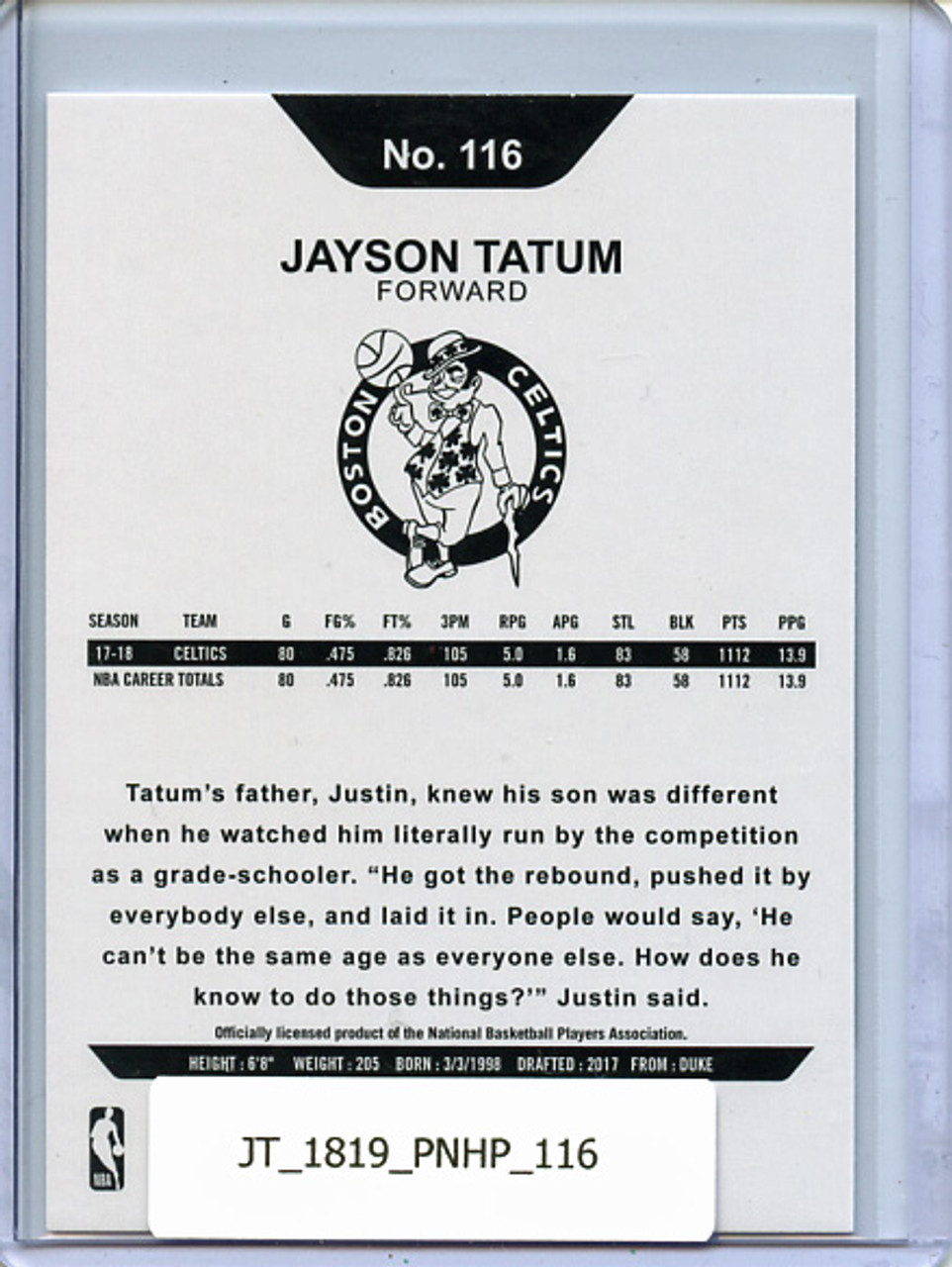 Jayson Tatum 2018-19 Hoops #116