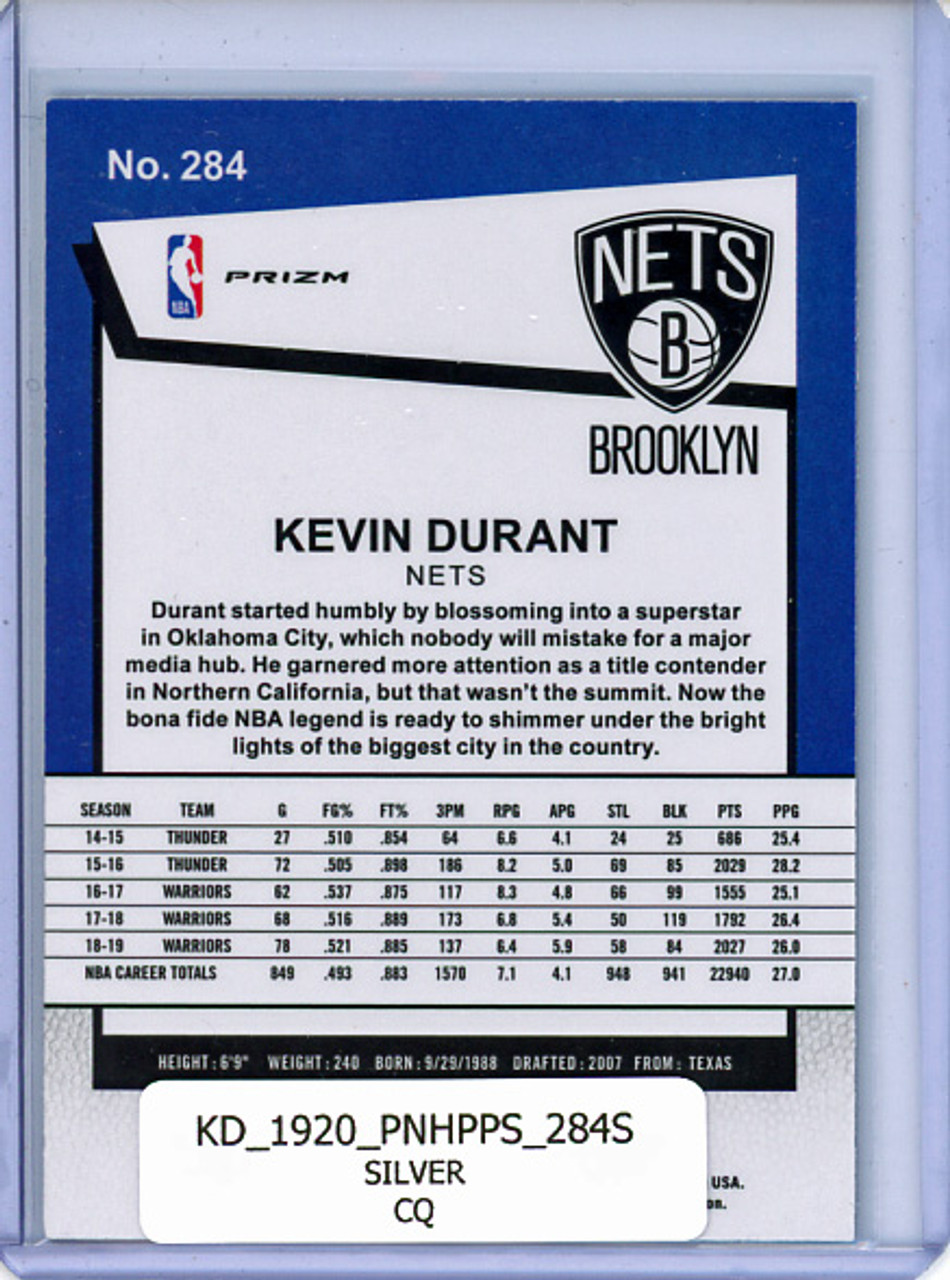 Kevin Durant 2019-20 Hoops Premium Stock #284 Tribute Silver (CQ)