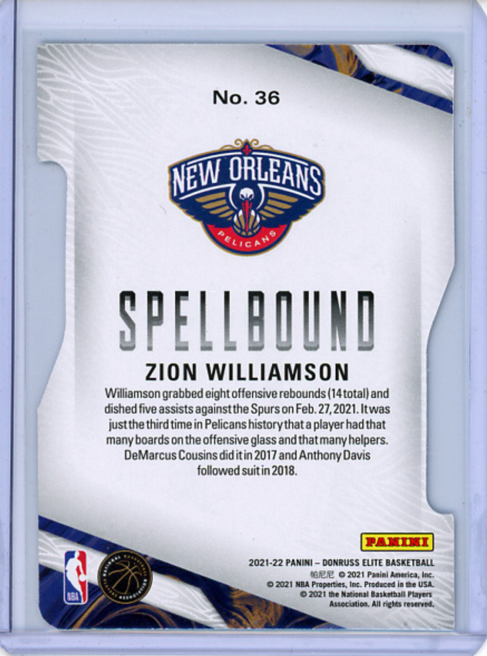 Zion Williamson 2021-22 Donruss Elite, Spellbound #36 "N" Orange Die Cut (1) (CQ)