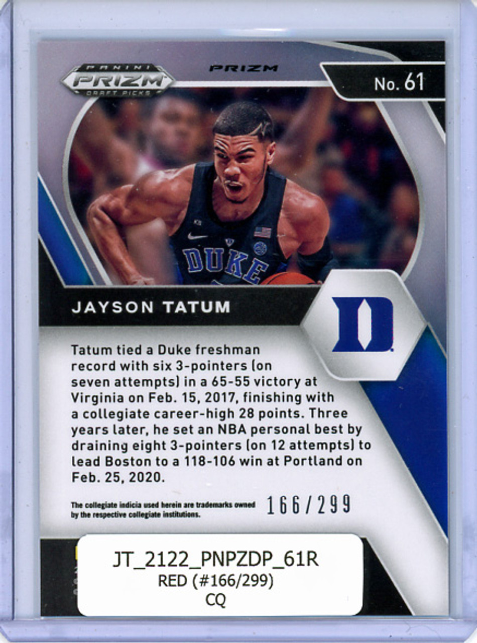 Jayson Tatum 2021-22 Prizm Draft Picks #61 Red (#166/299) (CQ)