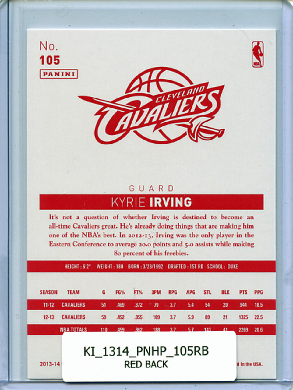 Kyrie Irving 2013-14 Hoops #105 Red Backs