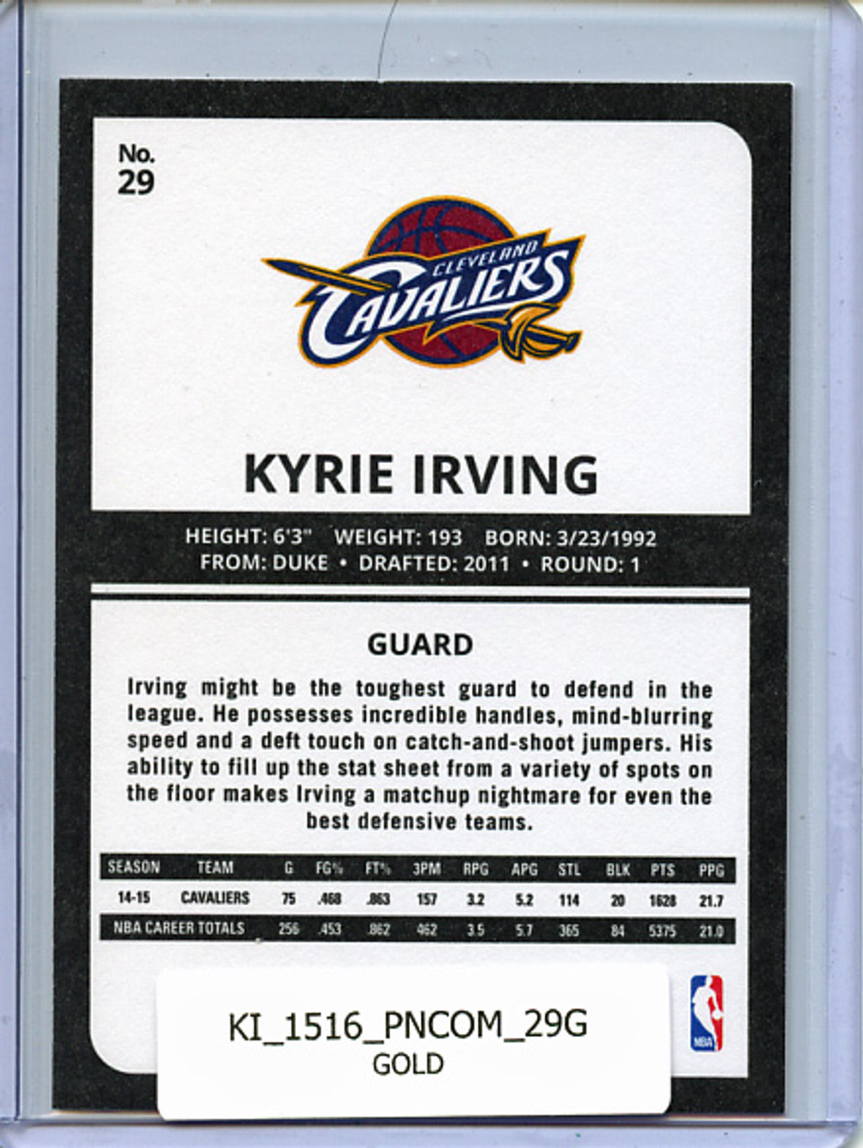 Kyrie Irving 2015-16 Complete #29 Gold