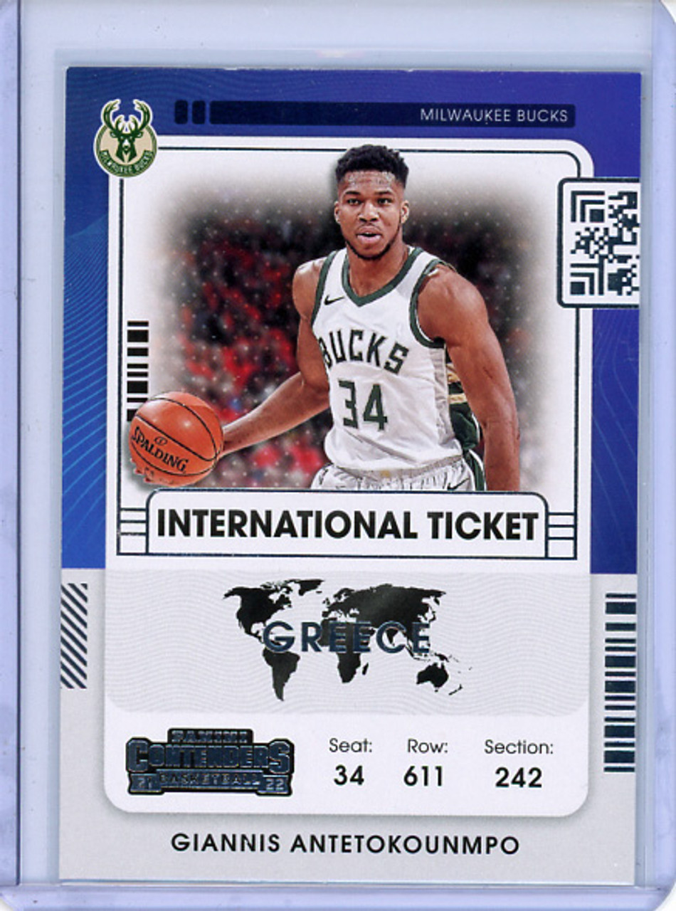 Giannis Antetokounmpo 2021-22 Contenders, International Ticket #4 (CQ)