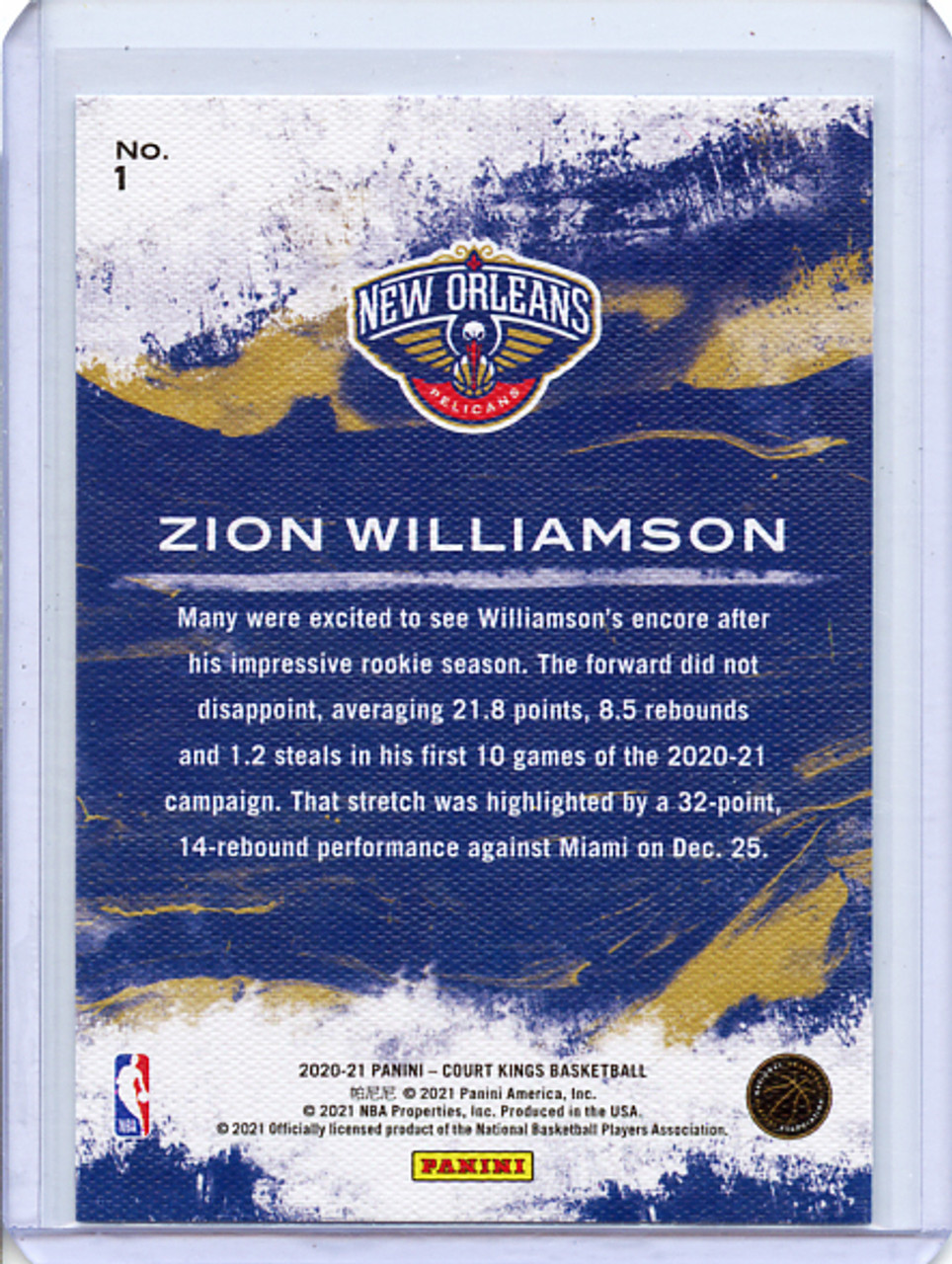 Zion Williamson 2020-21 Court Kings, Modern Strokes #1 (1)