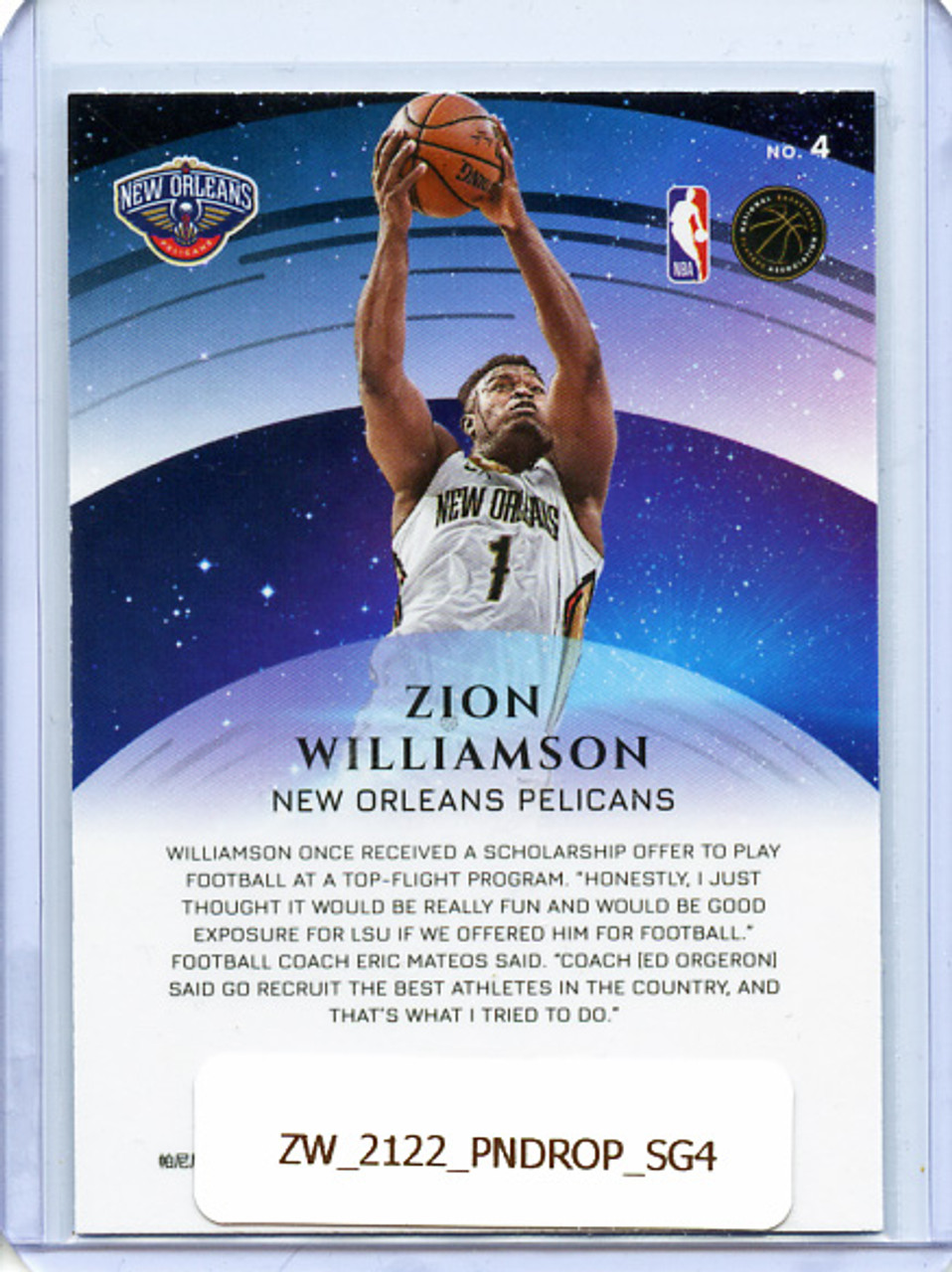 Zion Williamson 2021-22 Donruss Optic, Star Gazing #4