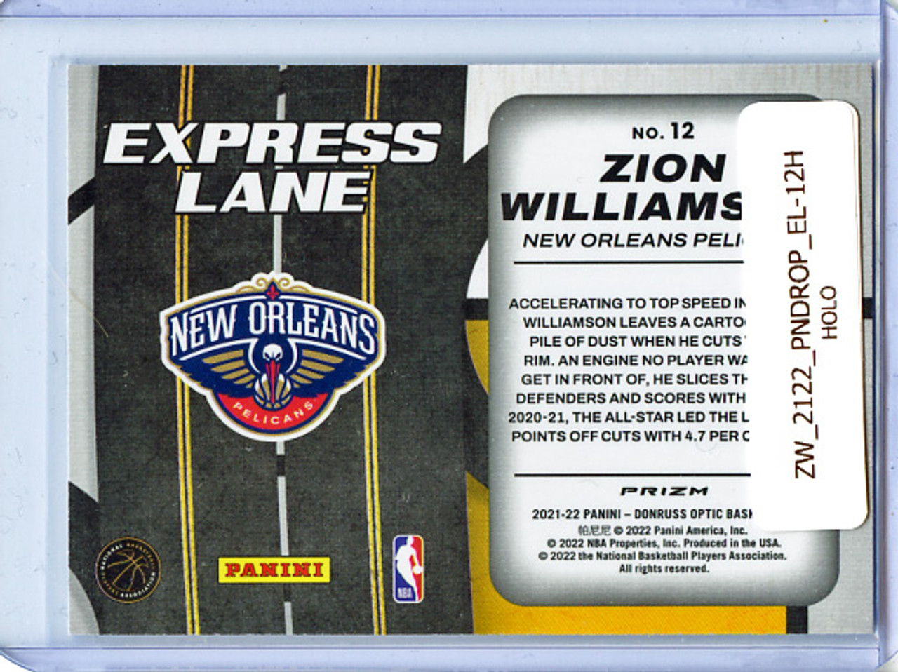 Zion Williamson 2021-22 Donruss Optic, Express Lane #12 Holo
