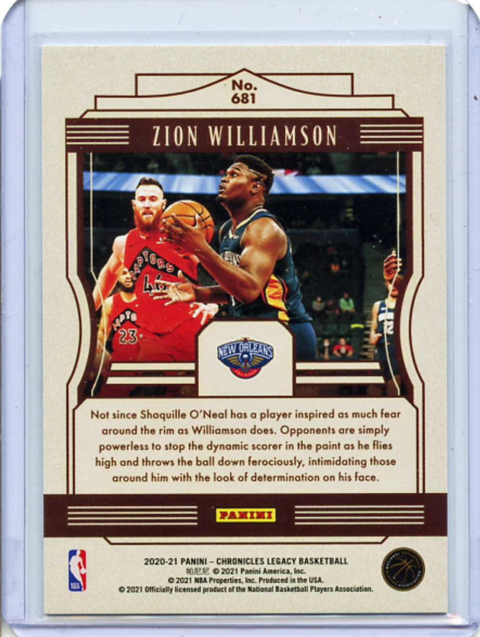 Zion Williamson 2020-21 Chronicles, Legacy #681 Blue (#54/99)