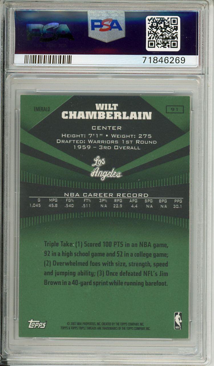 Wilt Chamberlain 2006-07 Triple Threads #91 Emerald (#066/199) PSA 9 Mint (#71846269) (CQ)
