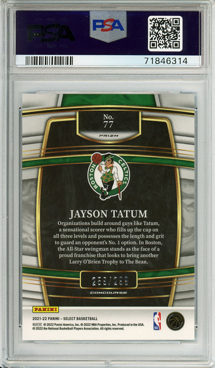 Jayson Tatum 2021-22 Select #77 Concourse Light Blue (#259/299) PSA 10 Gem Mint (#71846314) (CQ)