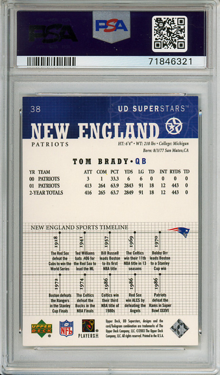 Tom Brady 2002-03 SuperStars #38 PSA 9 Mint (#71846321) (CQ)