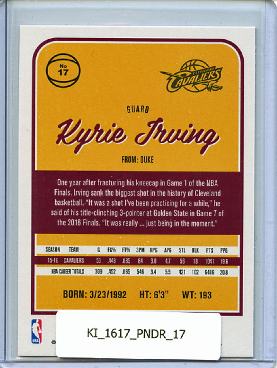 Kyrie Irving 2016-17 Donruss #17