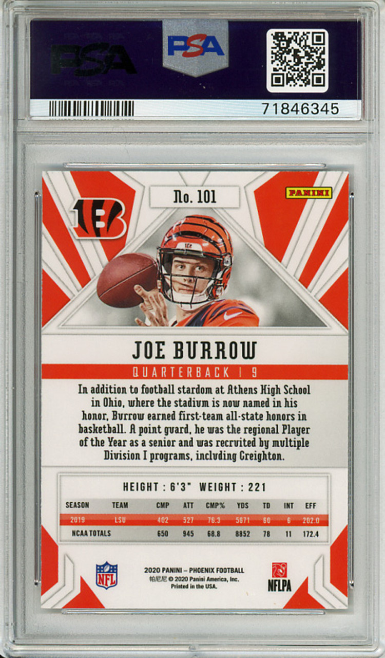 Joe Burrow 2020 Phoenix #101 Fire Burst PSA 9 Mint (#71846345) (CQ)