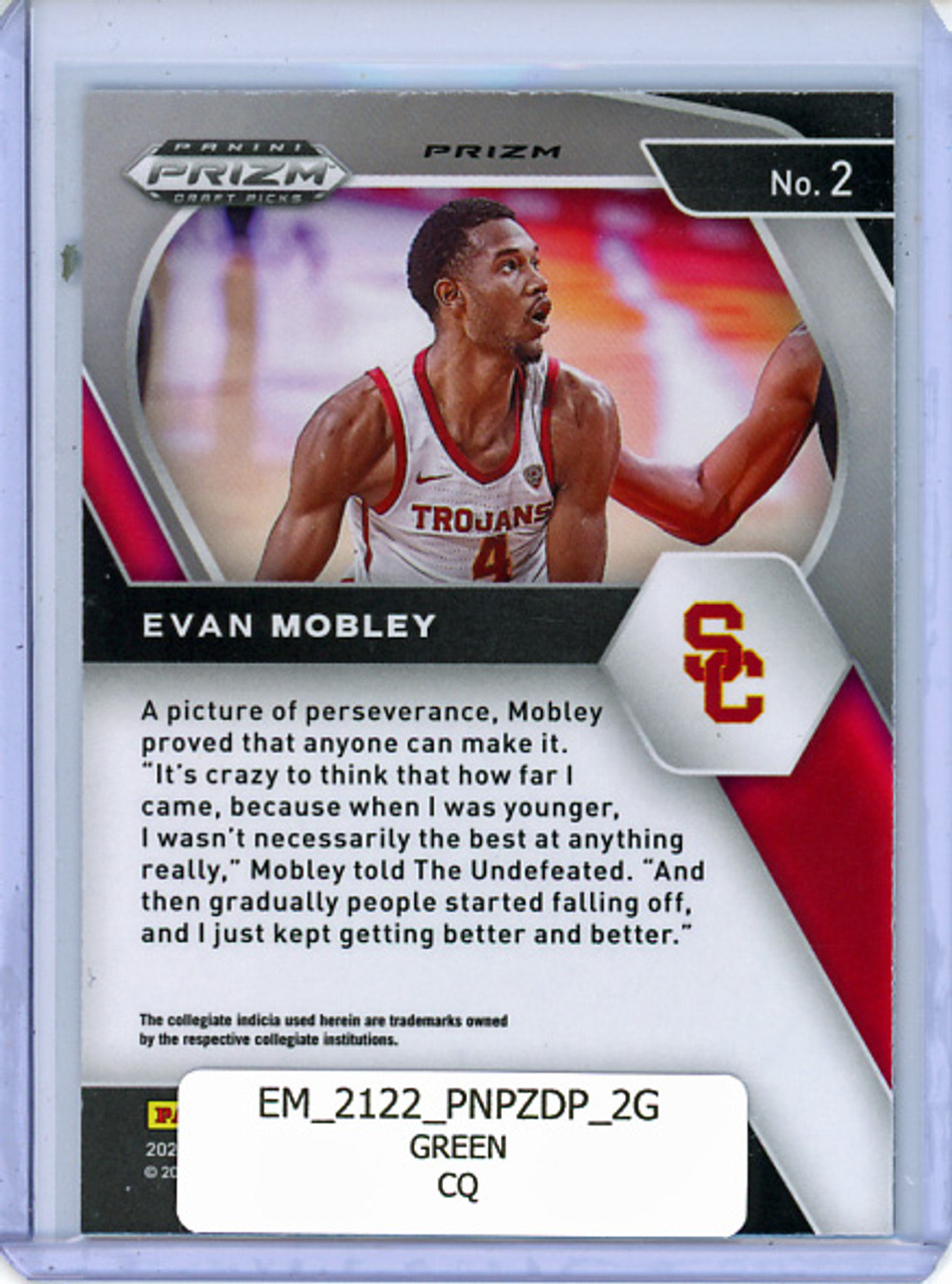 Evan Mobley 2021-22 Prizm Draft Picks #2 Green (CQ)