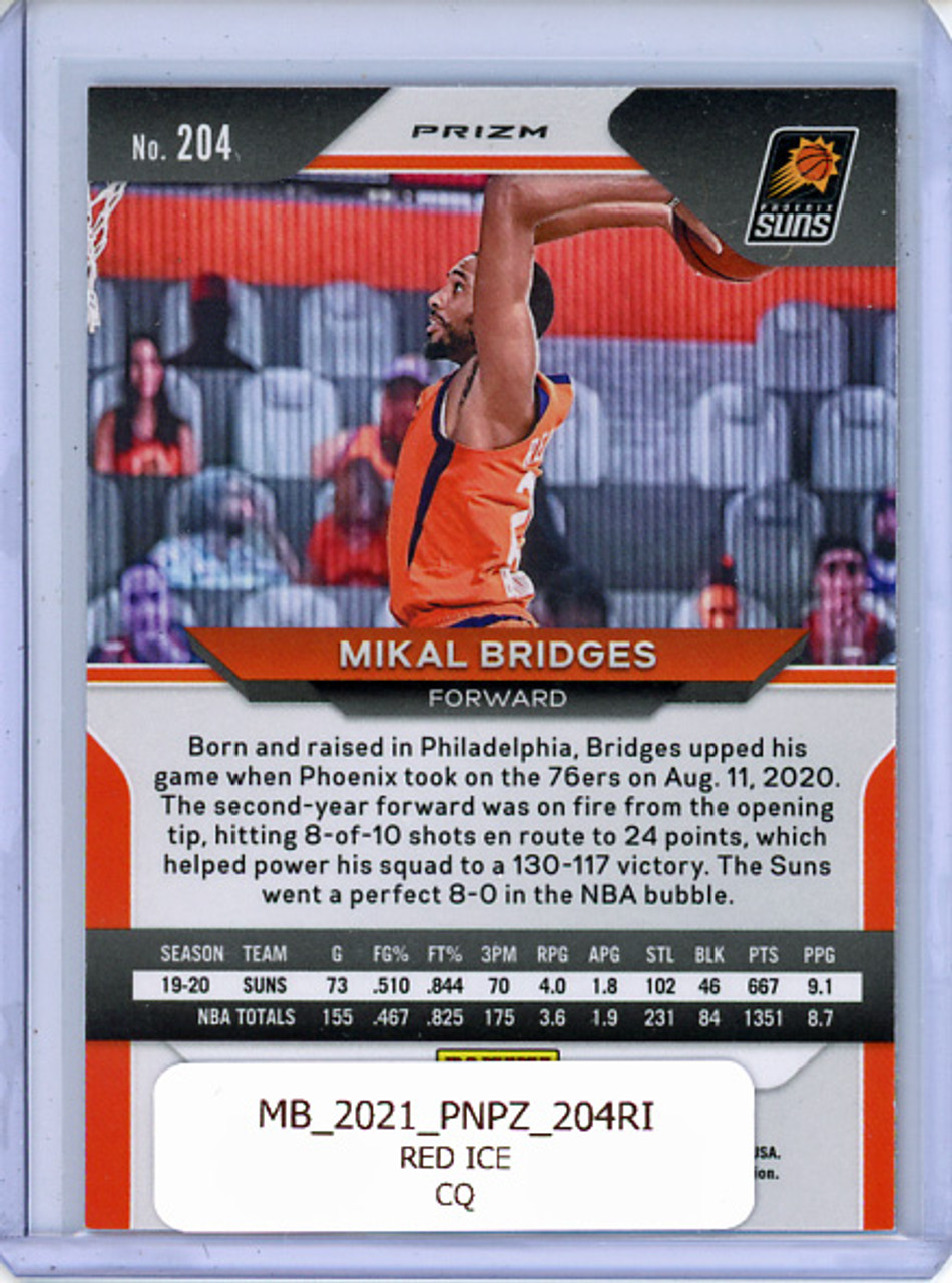 Mikal Bridges 2020-21 Prizm #204 Red Ice (CQ)