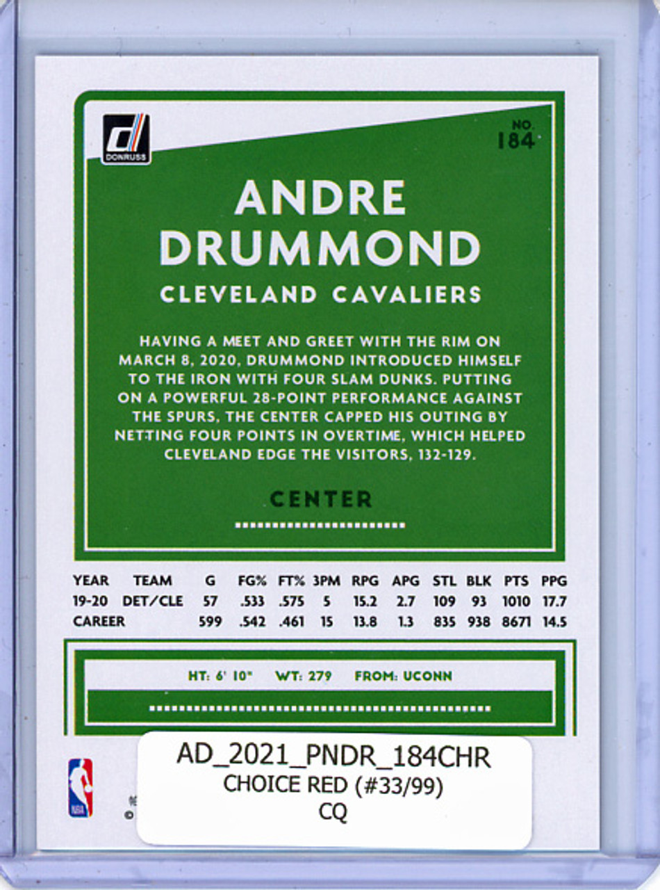 Andre Drummond 2020-21 Donruss #184 Choice Red (#33/99) (CQ)