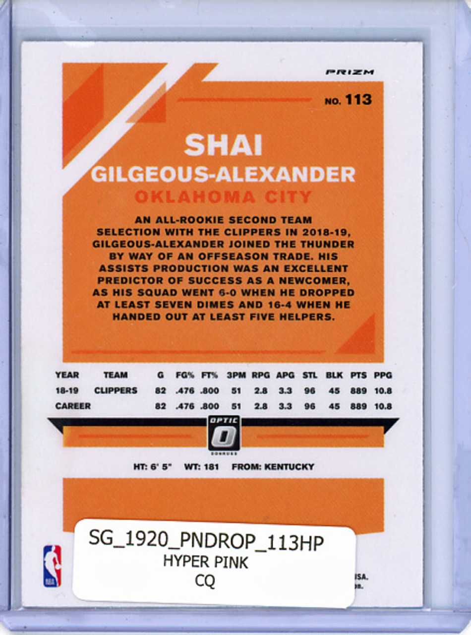 Shai Gilgeous-Alexander 2019-20 Donruss Optic #113 Hyper Pink (CQ)