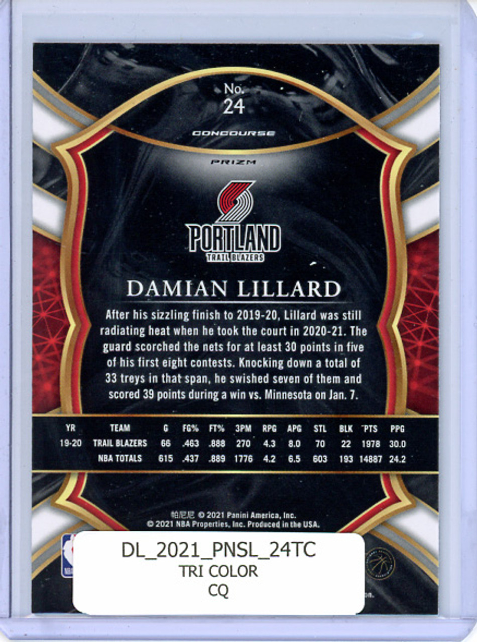 Damian Lillard 2020-21 Select #24 Concourse Tri Color (CQ)