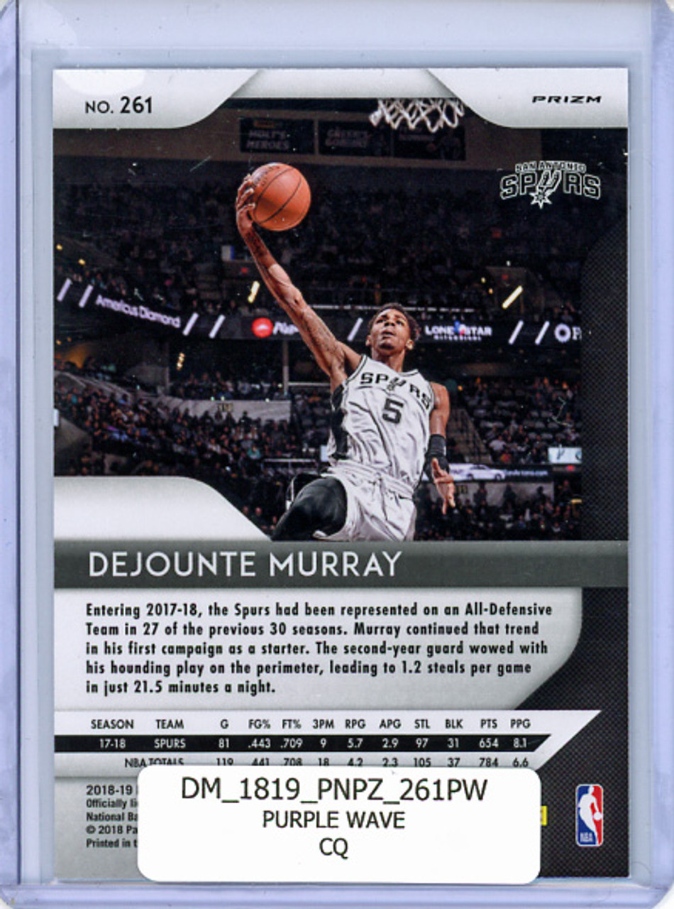 Dejounte Murray 2018-19 Prizm #261 Purple Wave - Print Line (CQ)