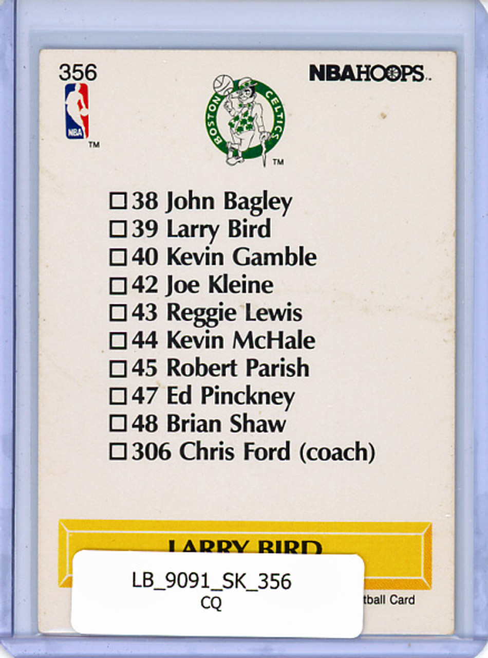 Larry Bird 1990-91 Skybox #356 Team Checklist (CQ)
