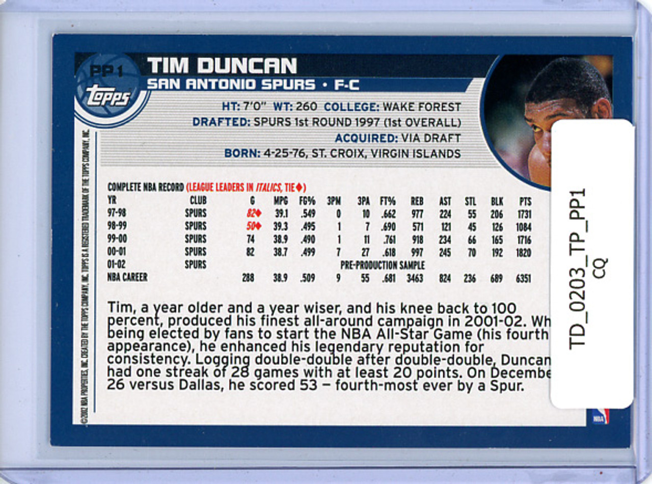 Tim Duncan 2002-03 Topps, Promos #PP1 (CQ)