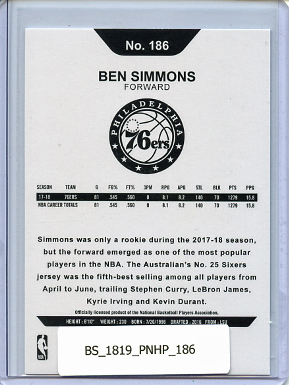 Ben Simmons 2018-19 Hoops #186