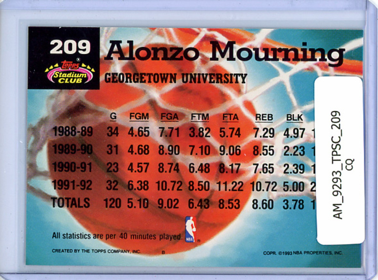 Alonzo Mourning 1992-93 Stadium Club #209 Members Choice (CQ)