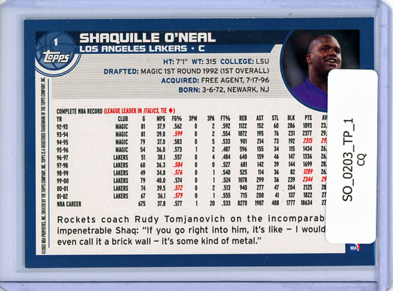 Shaquille O'Neal 2002-03 Topps #1 (CQ)