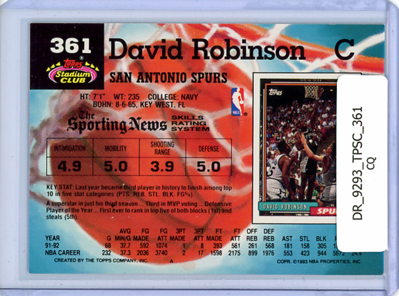 David Robinson 1992-93 Stadium Club #361 (CQ)