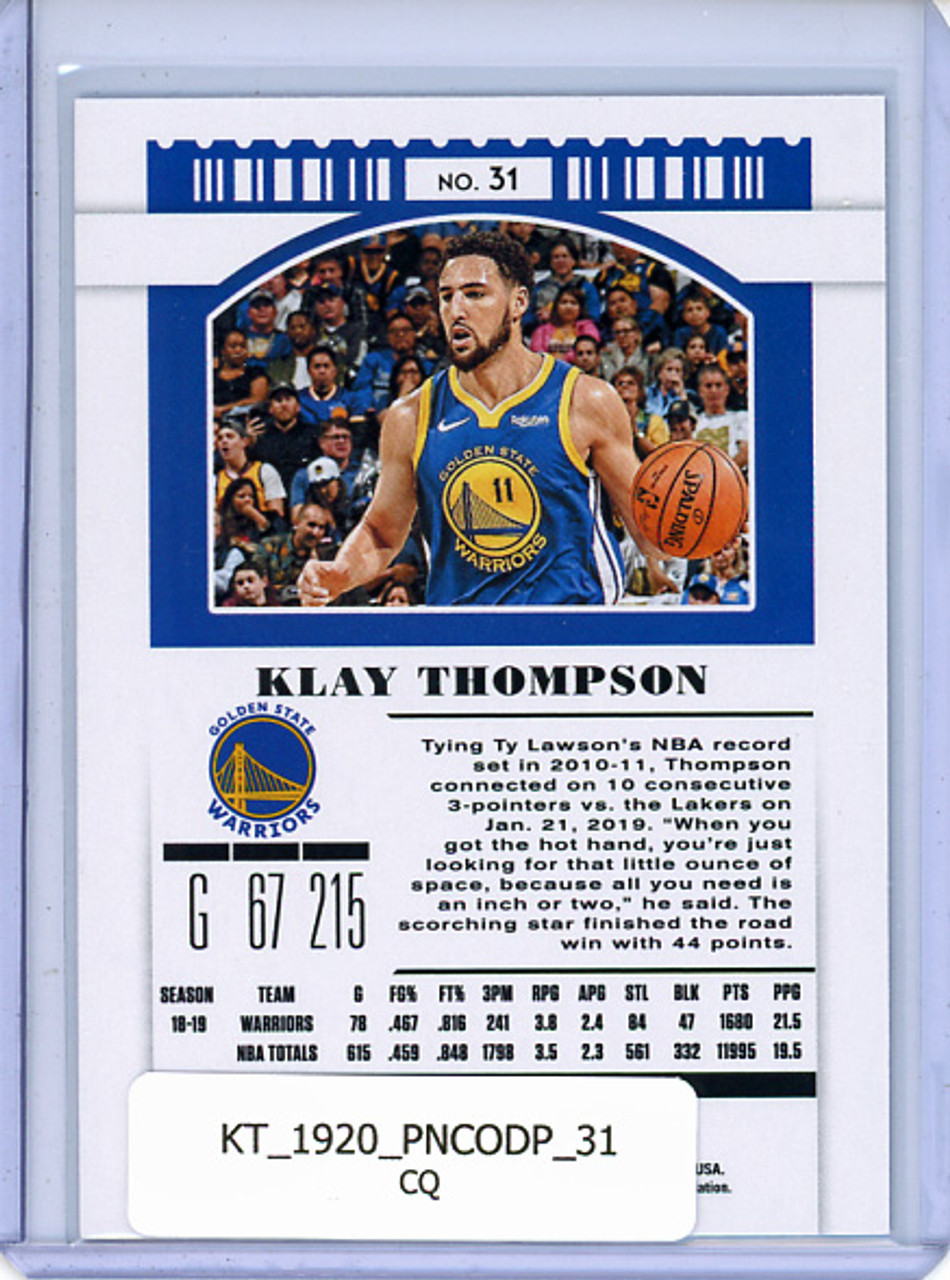 Klay Thompson 2019-20 Contenders Draft Picks #31 (CQ)