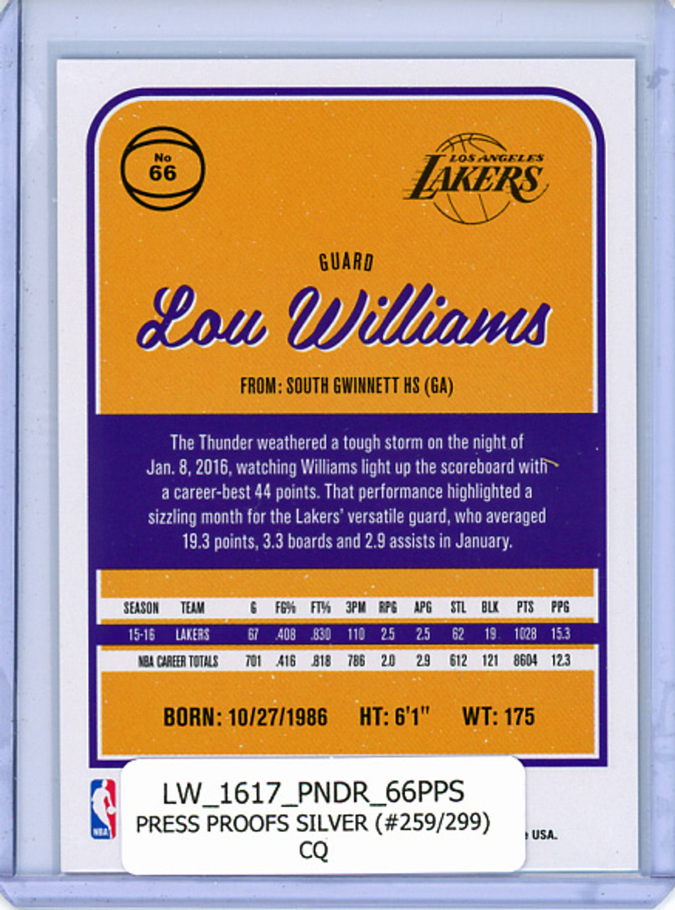 Lou Williams 2016-17 Donruss #66 Press Proofs Silver (#259/299) (CQ)