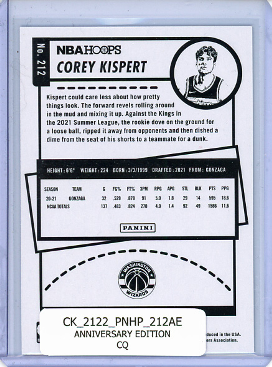 Corey Kispert 2021-22 Hoops #212 Anniversary Edition (CQ)