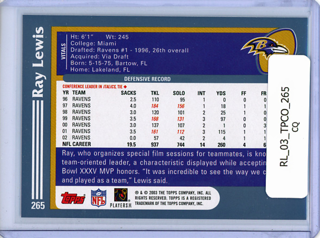 Ray Lewis 2003 Topps Collection #265 (CQ)