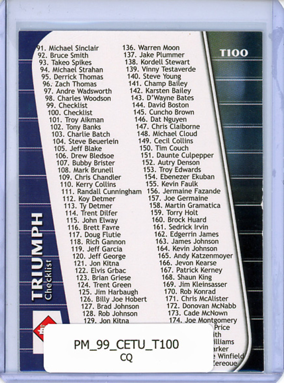 Peyton Manning 1999 Collector's Edge Triumph #T100 Checklist (CQ)