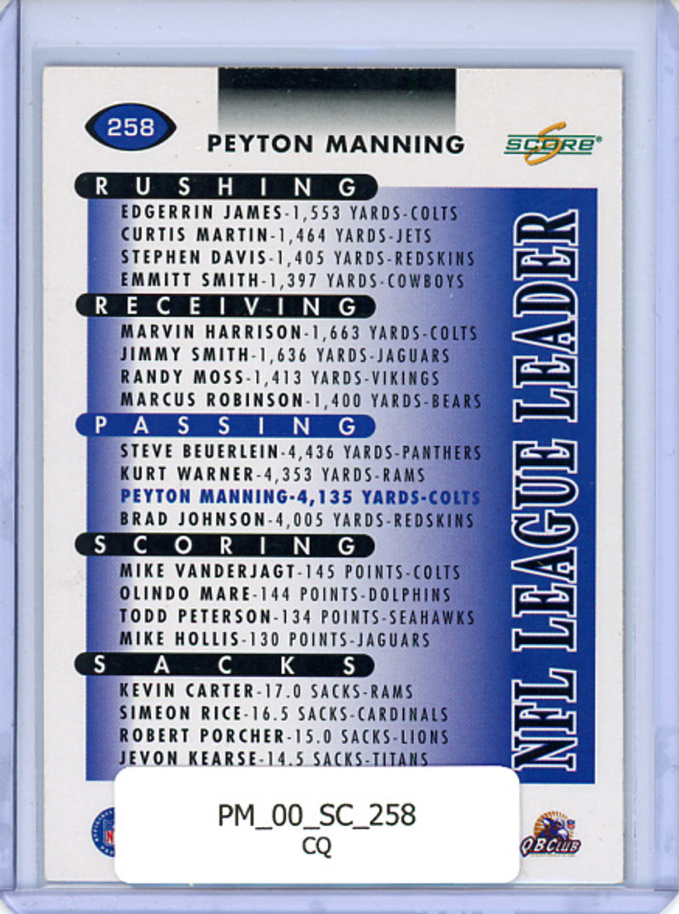 Peyton Manning 2000 Score #258 NFL League Leader (CQ)
