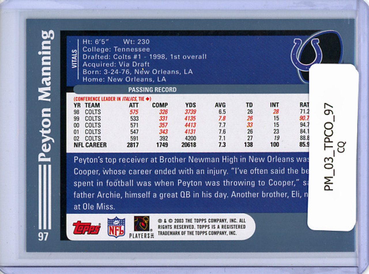 Peyton Manning 2003 Topps Collection #97 (CQ)