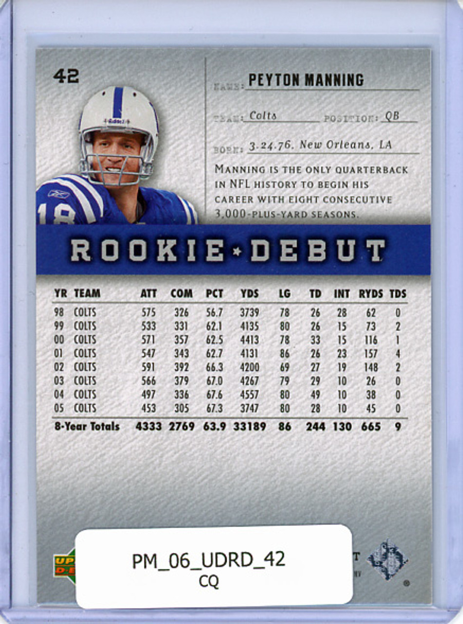 Peyton Manning 2006 Rookie Debut #42 (CQ)