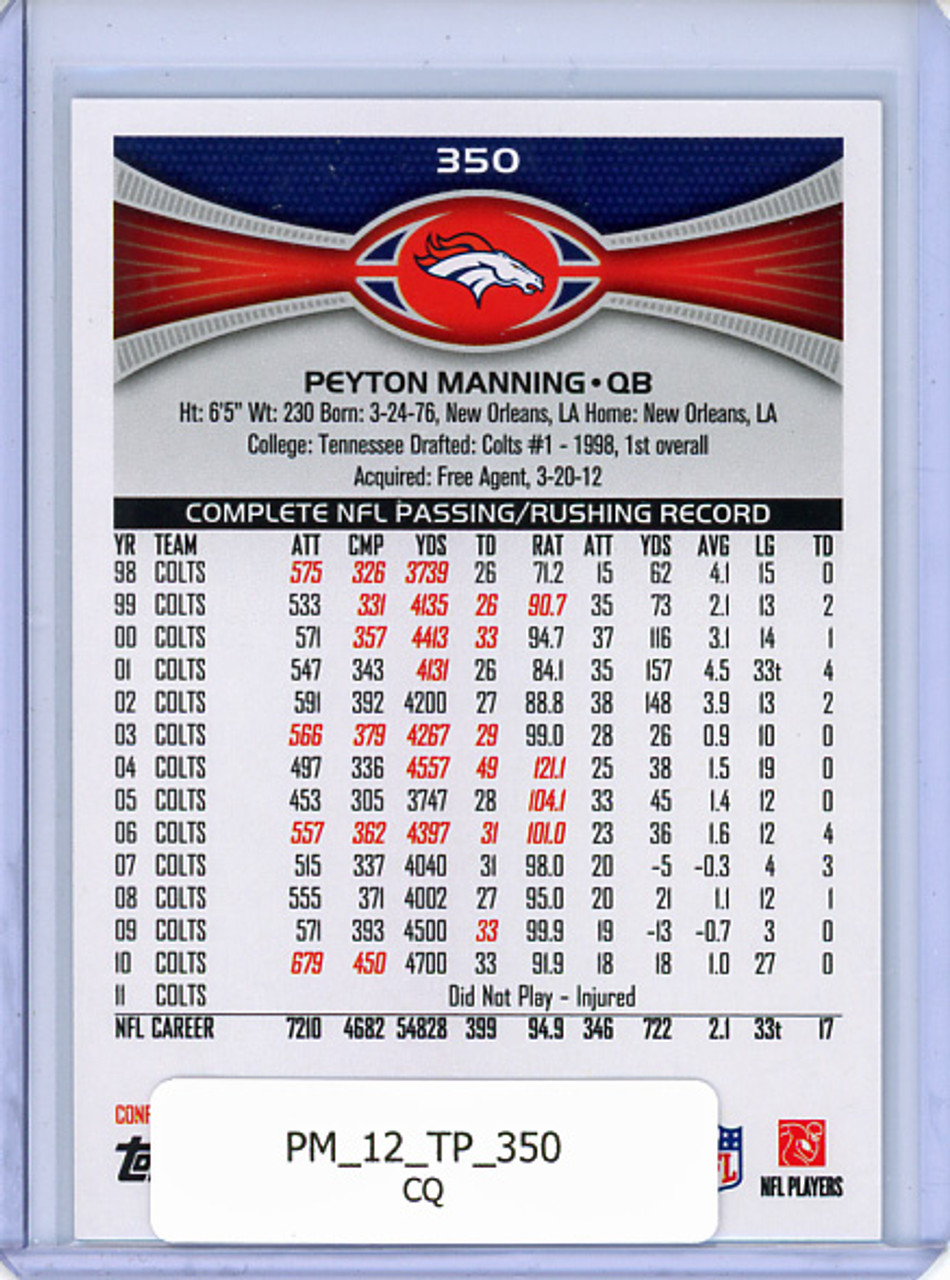 Peyton Manning 2012 Topps #350 (CQ)