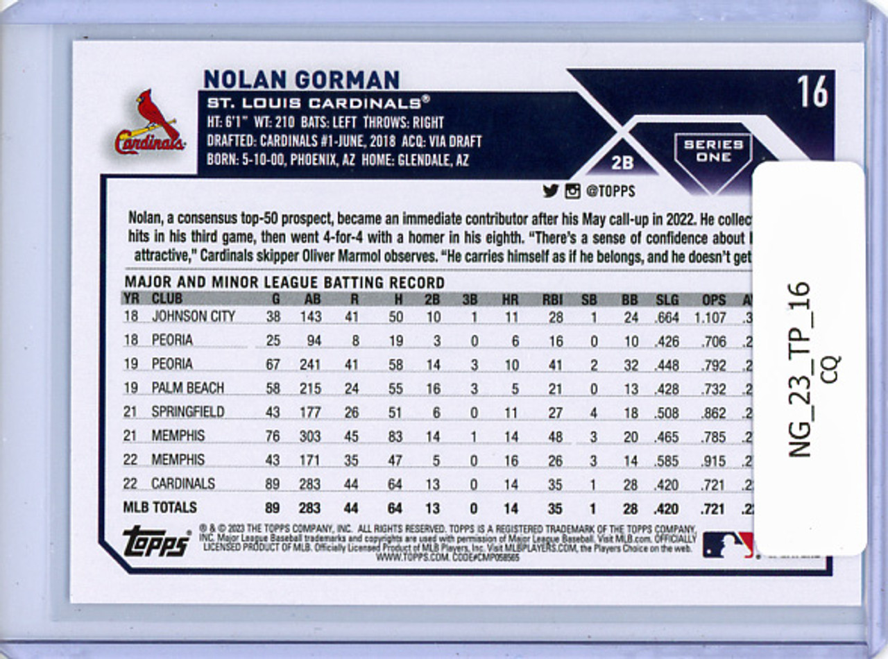 Nolan Gorman 2023 Topps #16 (CQ)