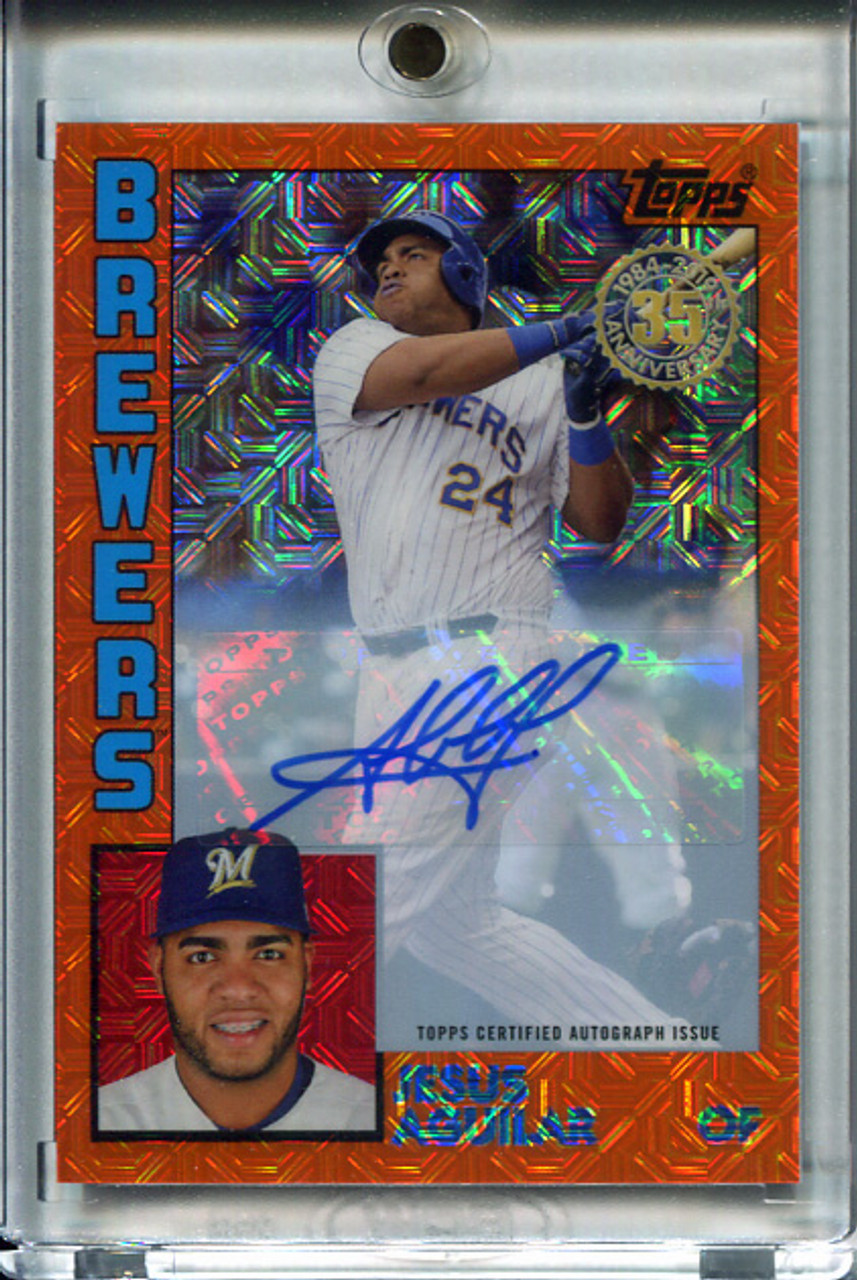 Jesus Aguilar 2019 Topps, 1984 Topps Silver Pack Chrome Autographs #44 Orange (#11/25)