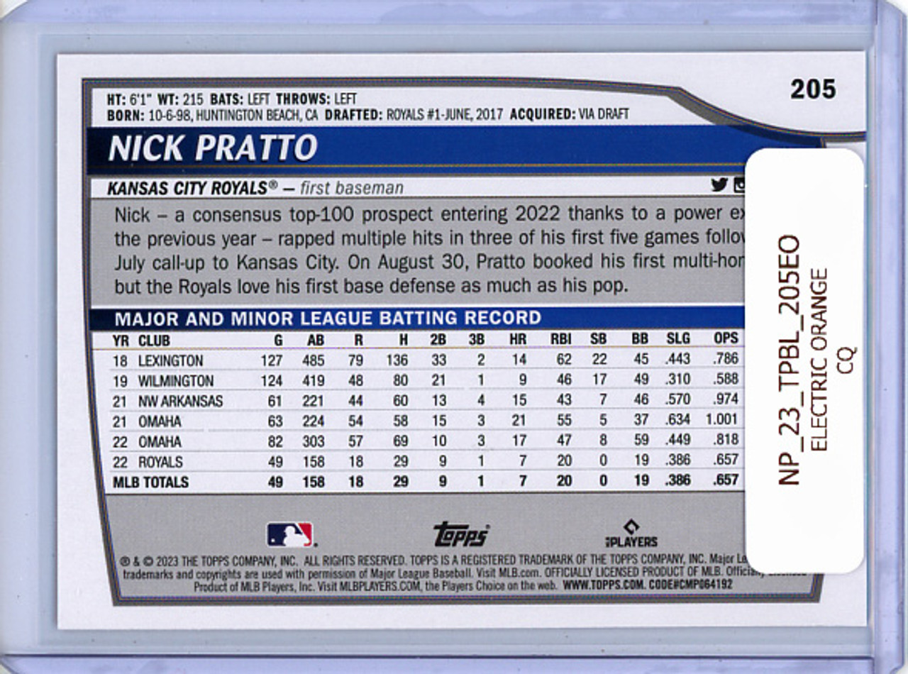 Nick Pratto 2023 Big League #205 Rainbow Foil Electric Orange (CQ)