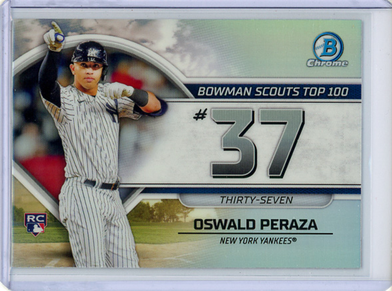 Oswald Peraza 2023 Bowman Chrome, Scouts Top 100 #BTP-37 (CQ)