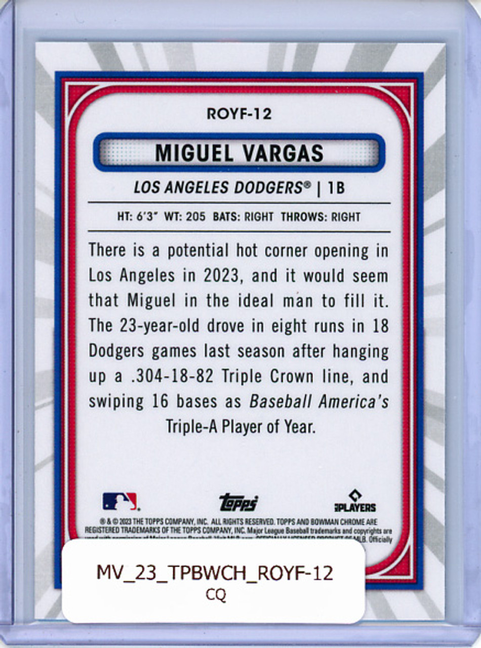 Miguel Vargas 2023 Bowman Chrome, Rookie of the Year Favorites #ROYF-12 (CQ)