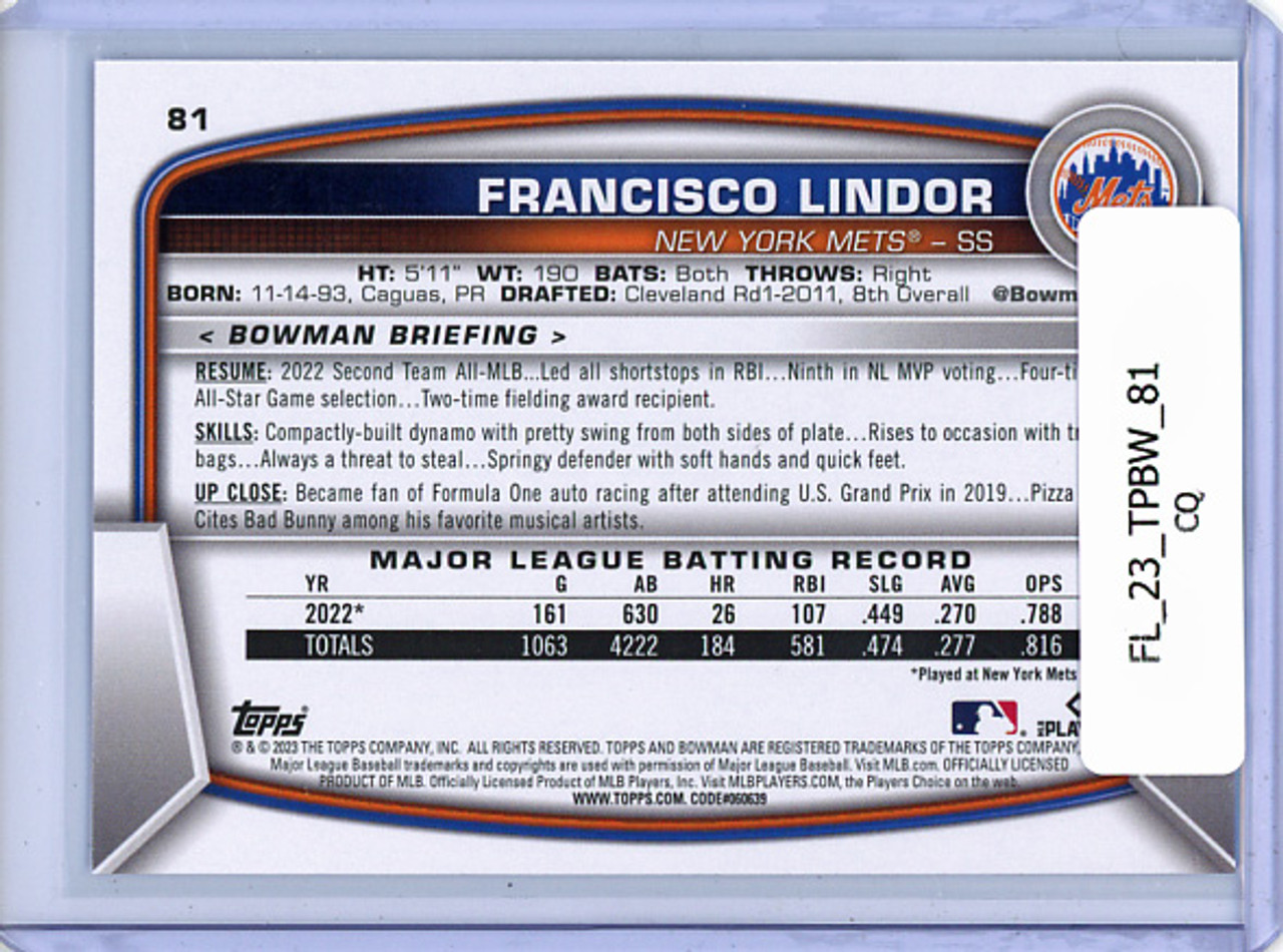 Francisco Lindor 2023 Bowman #81 (CQ)