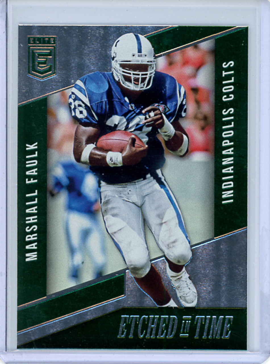 Marshall Faulk 2016 Donruss Elite, Etched in Time #ET-MF Green (CQ)