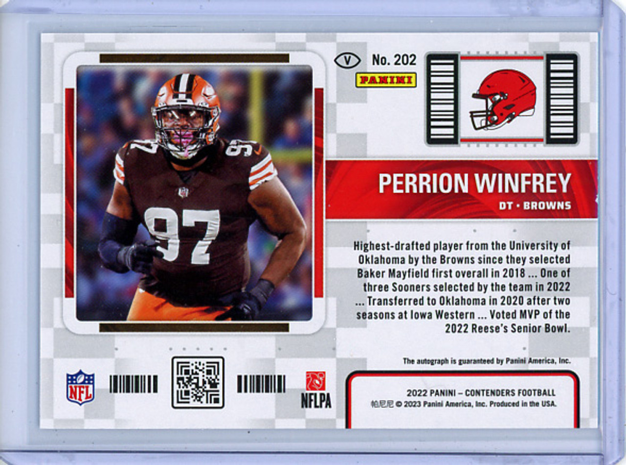 Perrion Winfrey 2022 Contenders #202 Variations Rookie Ticket Auto (1) (CQ)