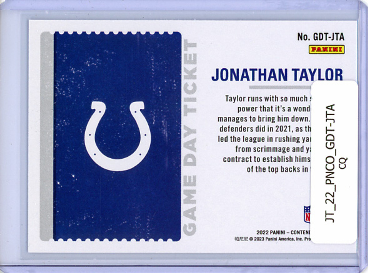 Jonathan Taylor 2022 Contenders, Game Day Ticket #GDT-JTA (CQ)