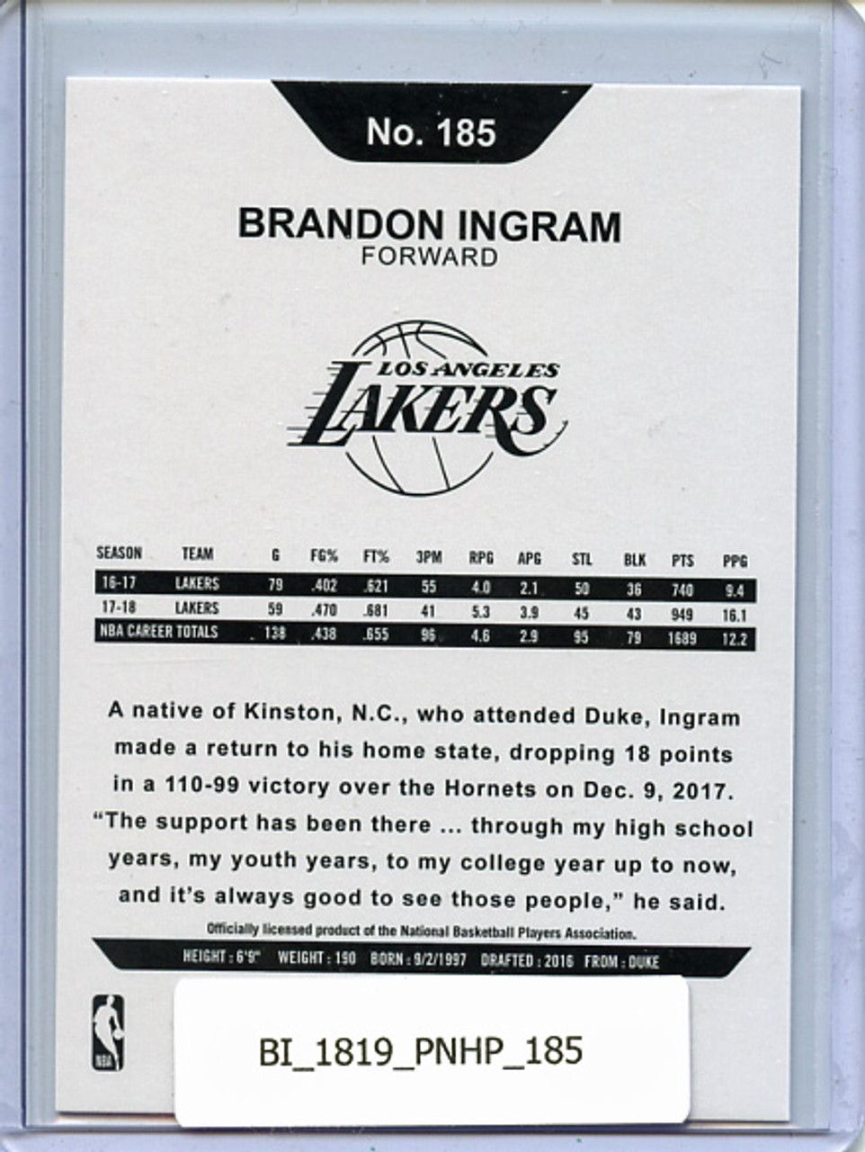 Brandon Ingram 2018-19 Hoops #185