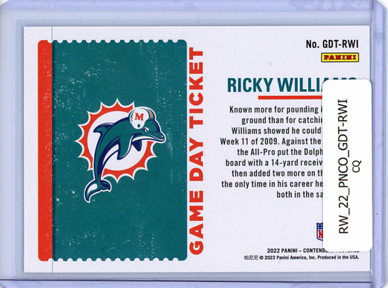 Ricky Williams 2022 Contenders, Game Day Ticket #GDT-RWI (CQ)