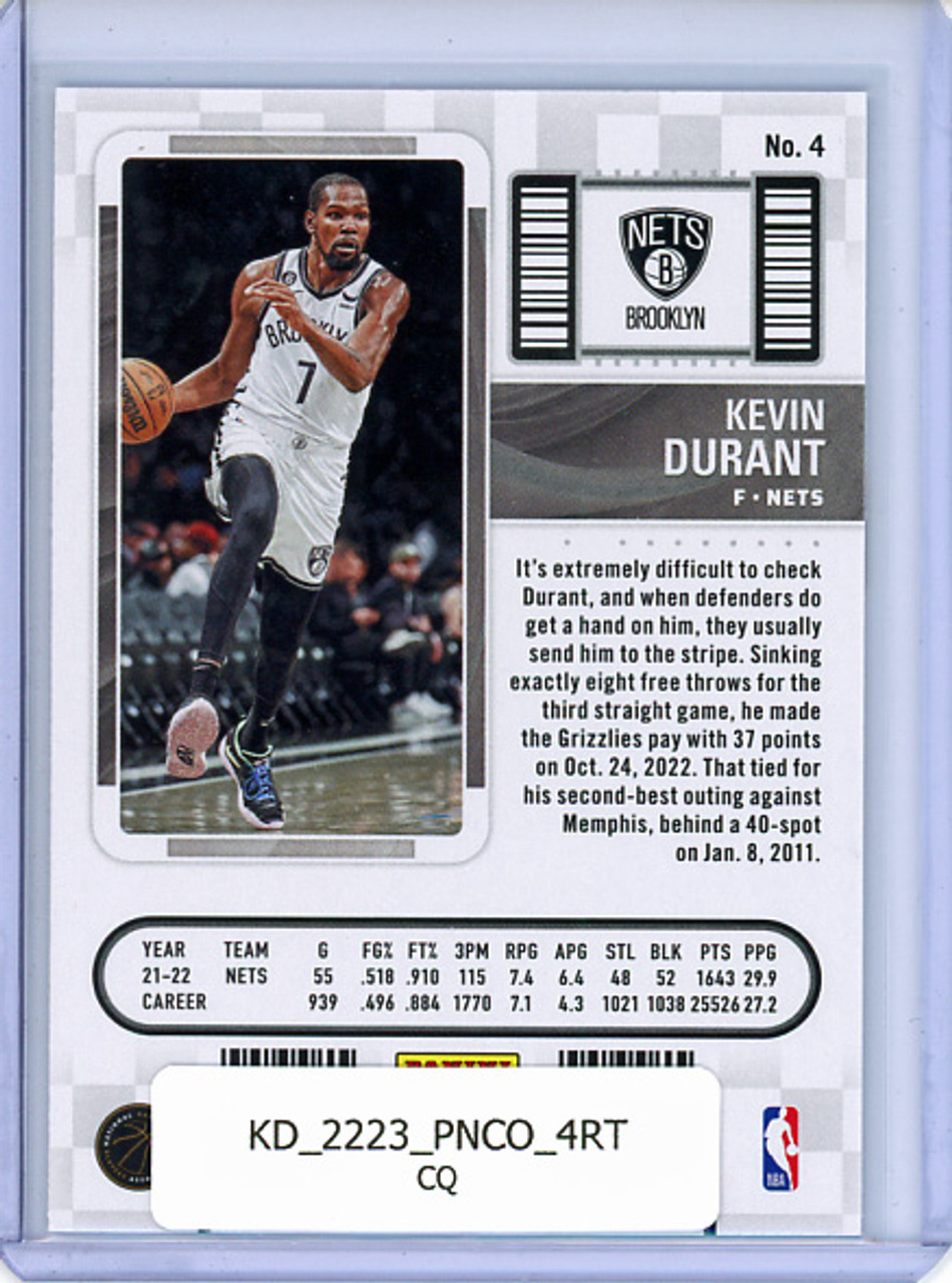 Kevin Durant 2022-23 Contenders #4 Retail (CQ)
