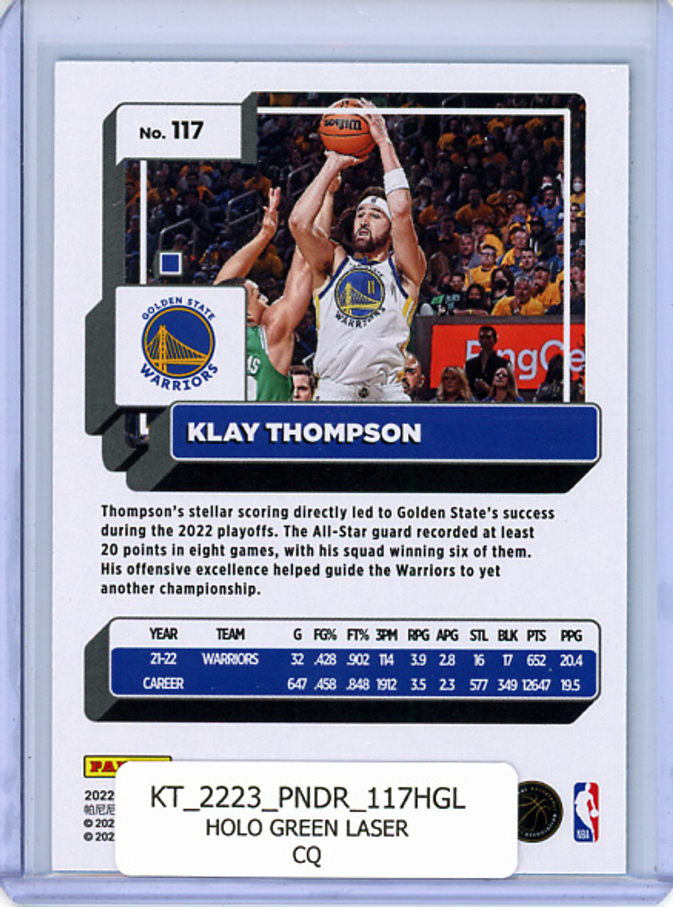 Klay Thompson 2022-23 Donruss #117 Holo Green Laser (CQ)